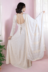 Off White Lucknowi Anarkali Suit