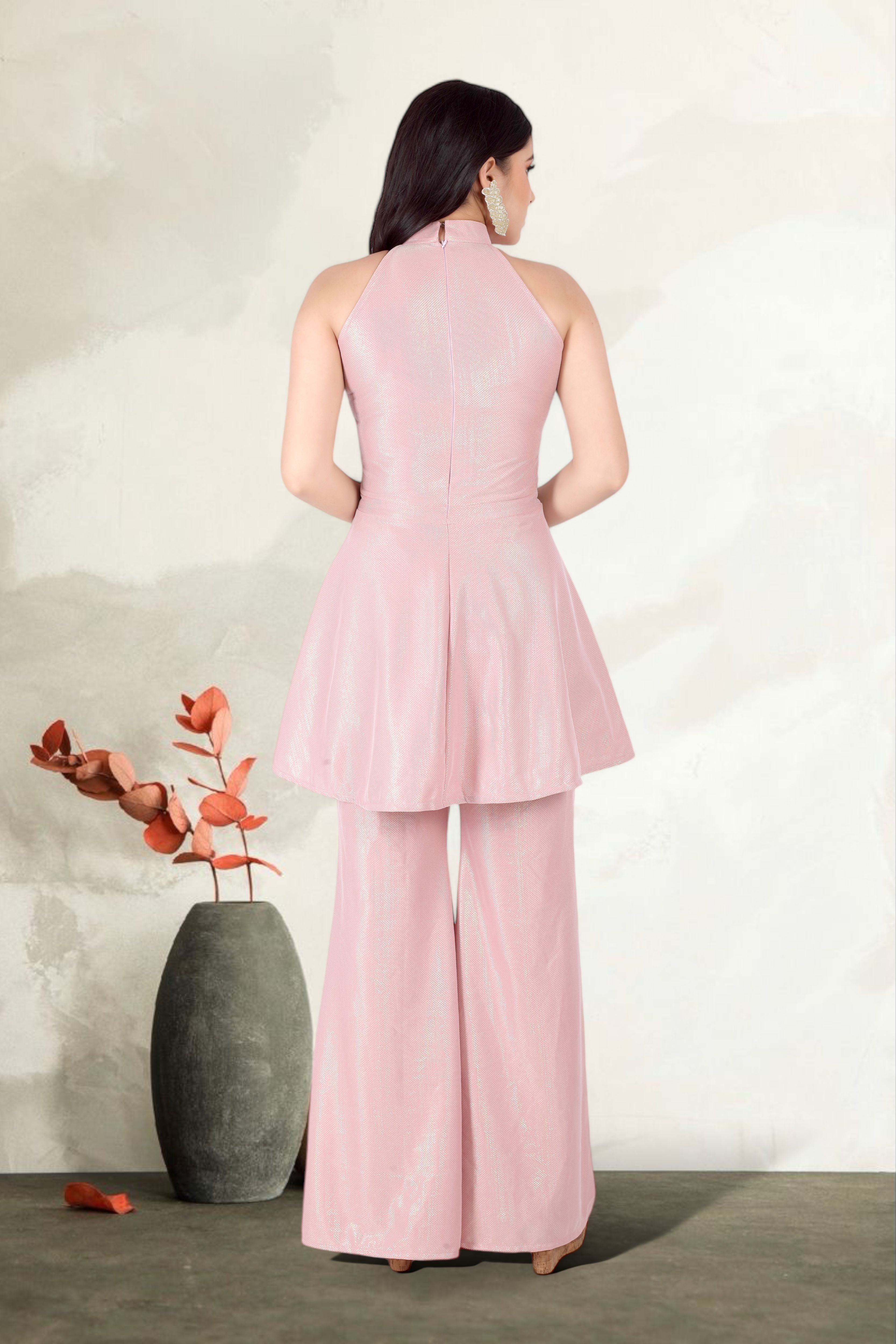 Pink Shimmer Peplum Set