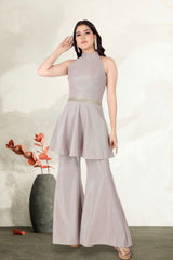 Grey Shimmer Peplum Set