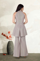 Grey Shimmer Peplum Set