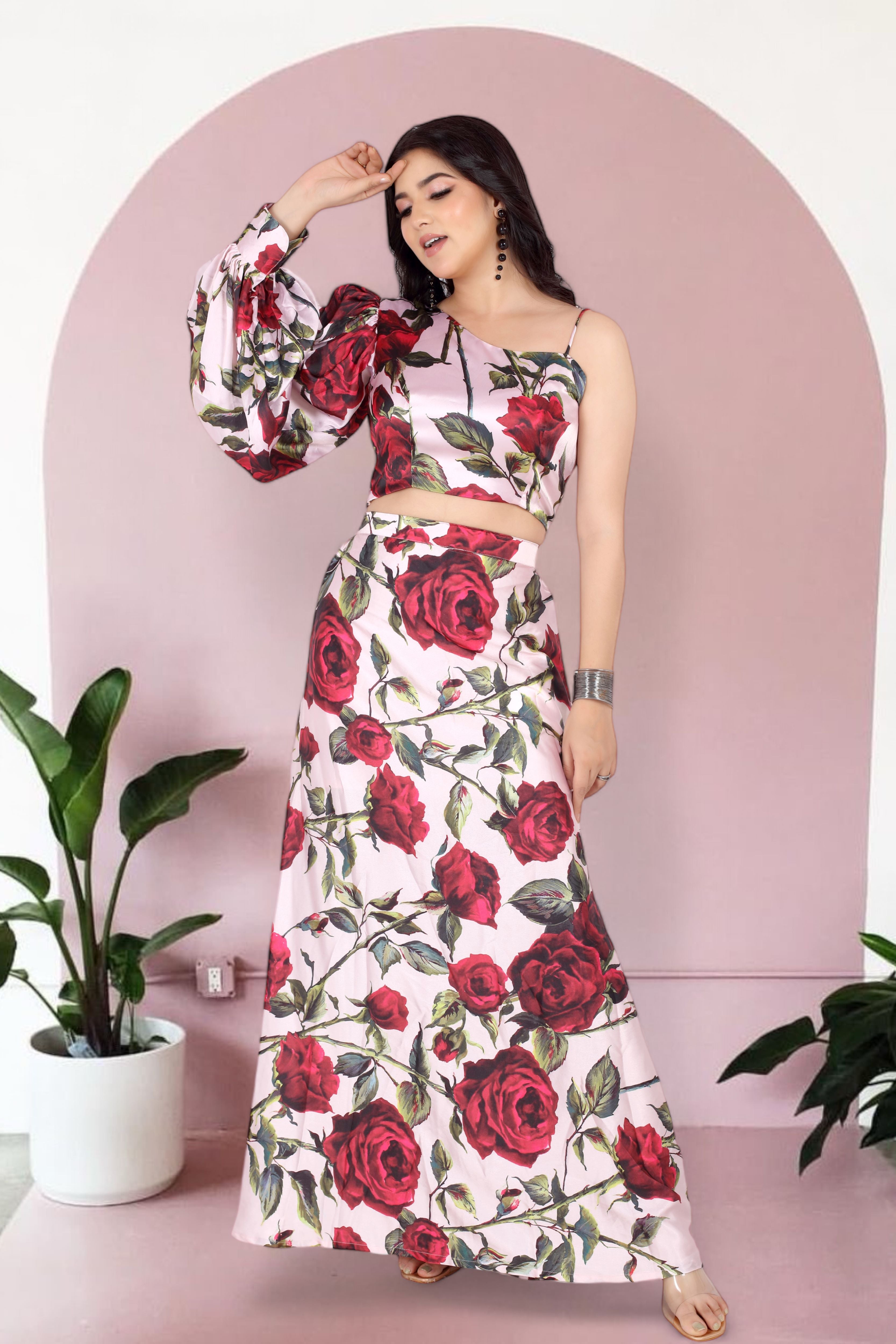 Rose Printed Skirt Co-ord Set