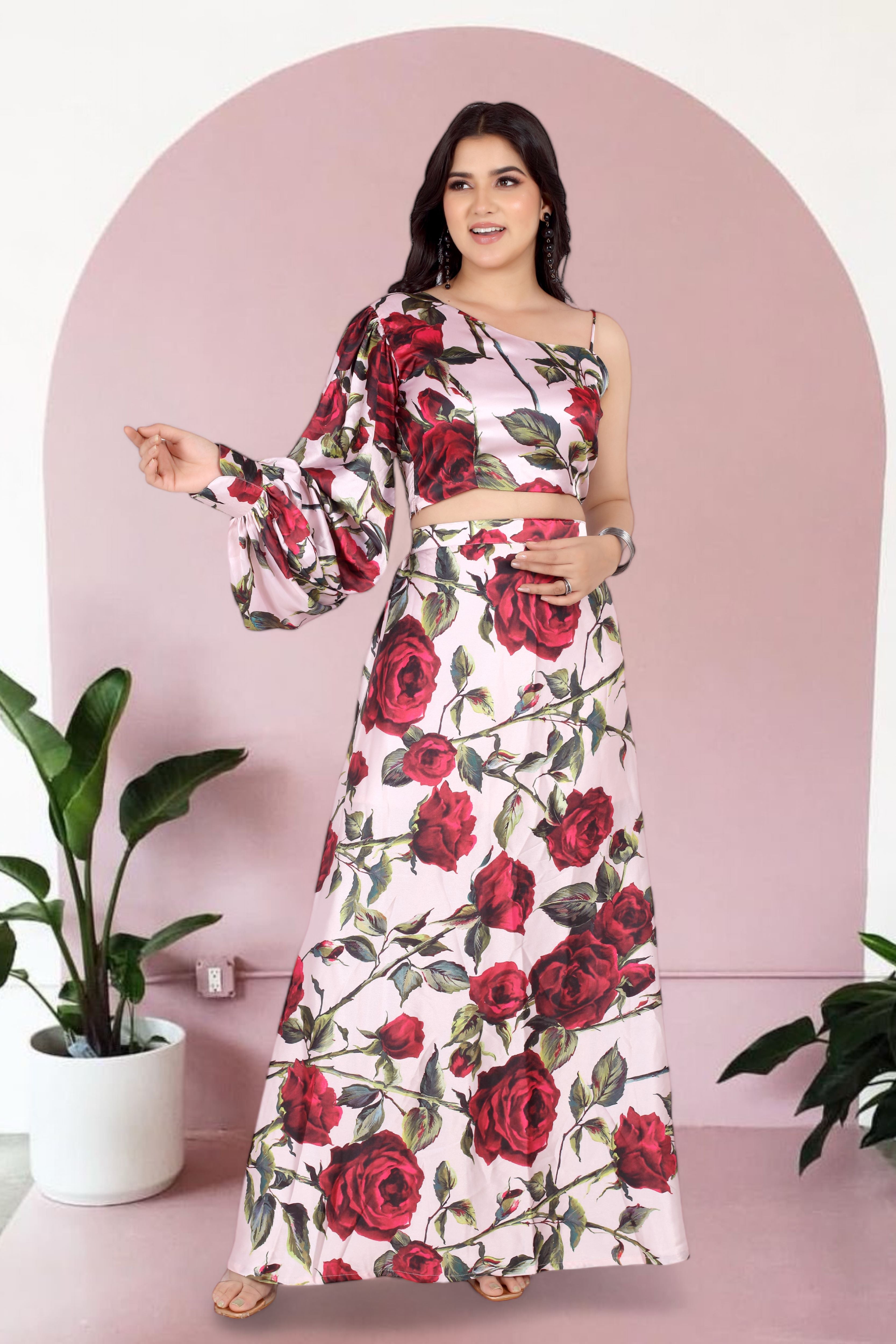 Rose Printed Skirt Co-ord Set