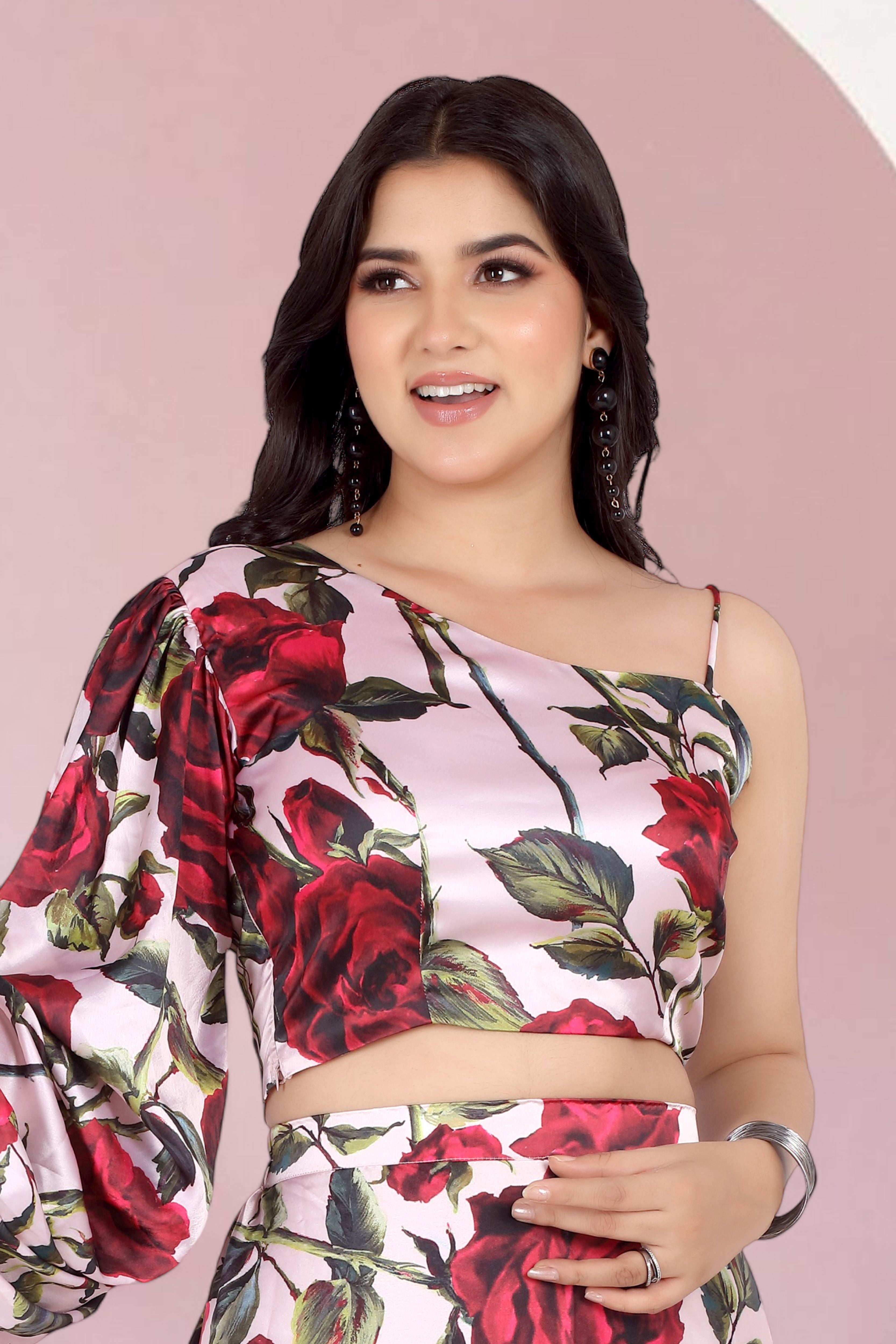 Rose Printed Skirt Co-ord Set