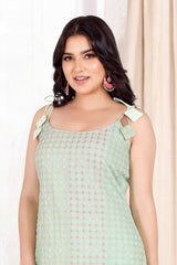 Green Kurta Set With Pastel Sequins