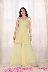 Yellow Kurta Set With Pastel Sequins