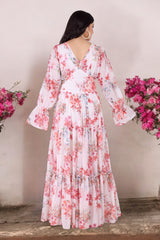 Floral Printed Gown With Long Sleeves