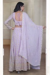 Lilac Embroidered Lehenga Set