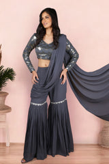 Grey ready to wear saree