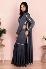 Grey ready to wear saree