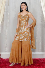 Mustard Yellow Sharara Set With Sequins Embroidery Work