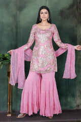 pink sharara suit