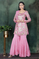 pink sharara suit