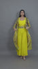 Yellow Indo Western Multicolor Sequins Work Palazzo Set With Cape Jacket