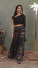 Black Indo Western Multicolor Sequins Work Palazzo Set With One Shoulder Blouse