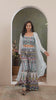 Blue Indo Western Multicolor Sequins Work Palazzo Set With Cape Jacket