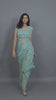 Green Knitted Sequins Skirt Style Indo Western Saree With Belt