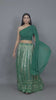 Dark Green Chikankari Lehenga With One Shoulder Blouse