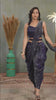 Navy Blue Knitted Sequins Dhoti Saree With Belt